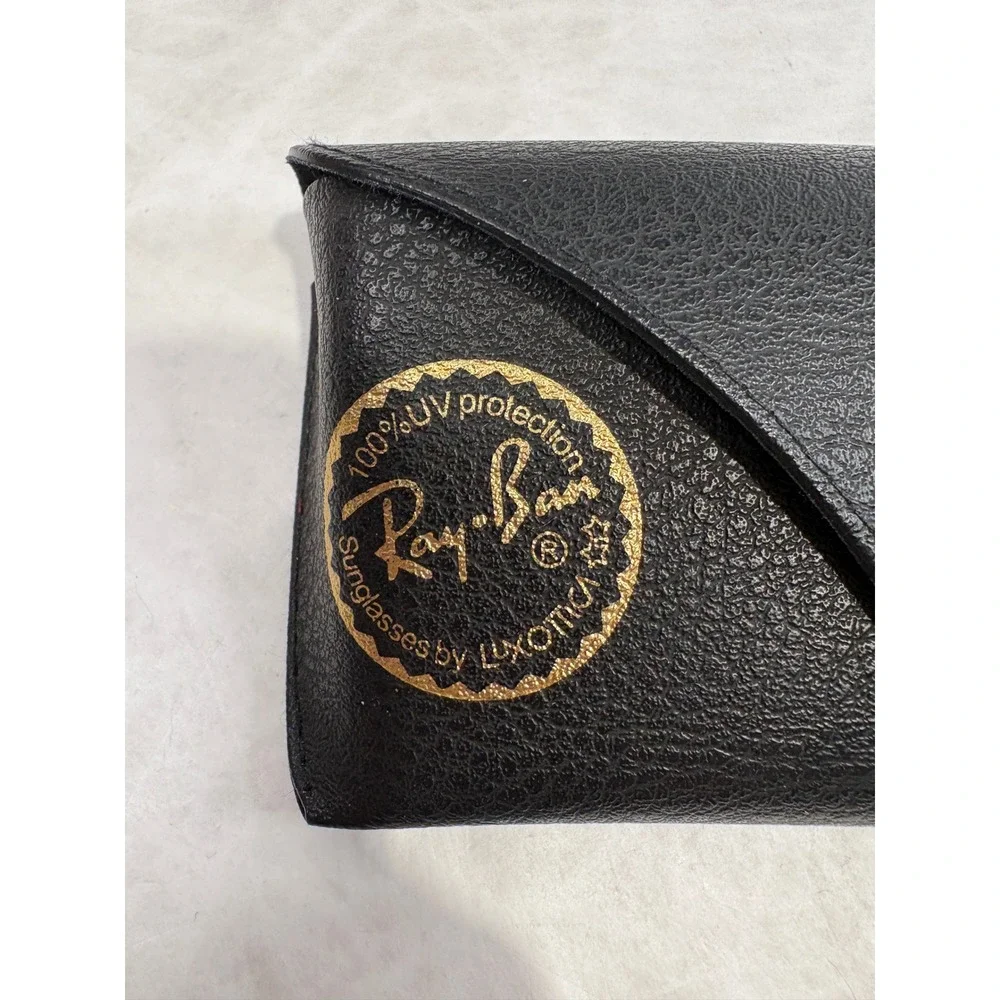 Ray-Ban Black Faux Leather Sunglasses Case Gold Logo Luxottica Snap Closure